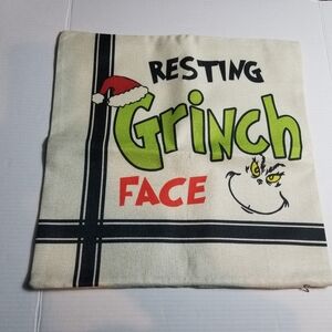 RESTING GRINCH FACE DECORATIVE PILLOW COVER